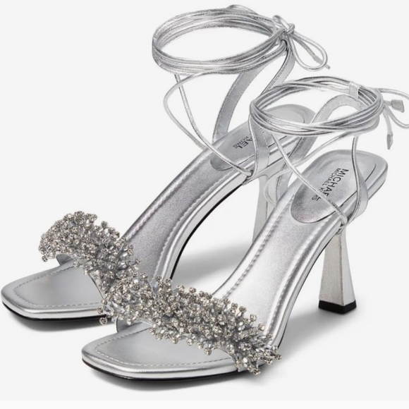 Michael Michael Kors Lucia Embellished Metallic Leather Sandal NEW, NEVER WORN - Picture 3 of 6